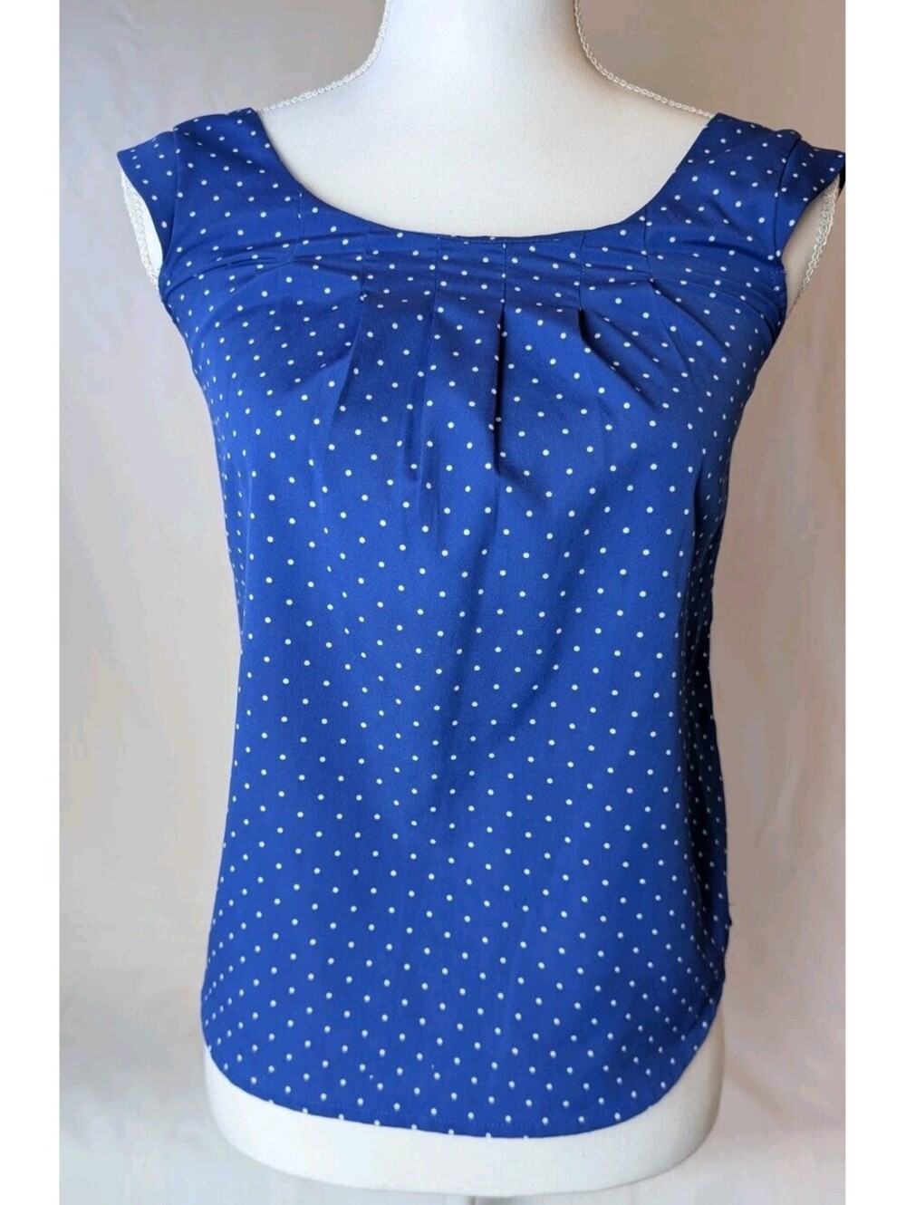CANDIES Women's XS Blue Polka Dot Lightweight Cap Sleeveless Blouse Tank Top